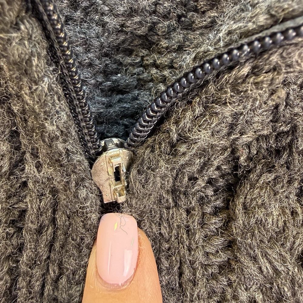 Aran Crafts Merino Wool Cable Knit Full Zip Cardigan Sweater Ireland Sz M Gray - Picture 10 of 11